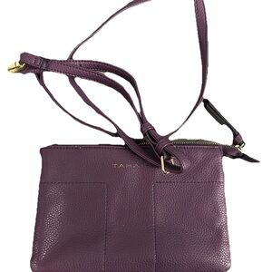 Tahari Plum Leather Crossbody Bag